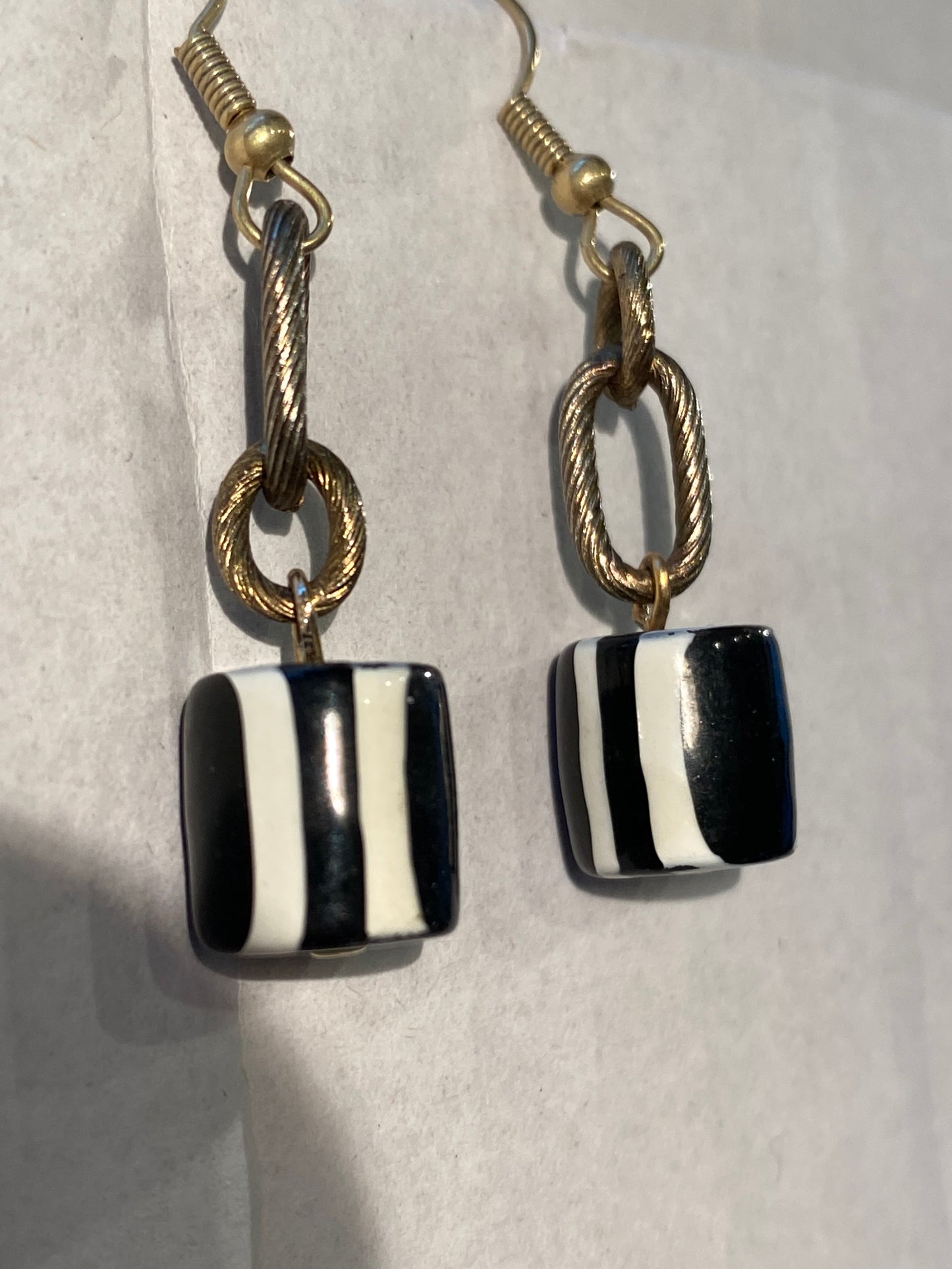 Vintage Stripe Bead Earrings