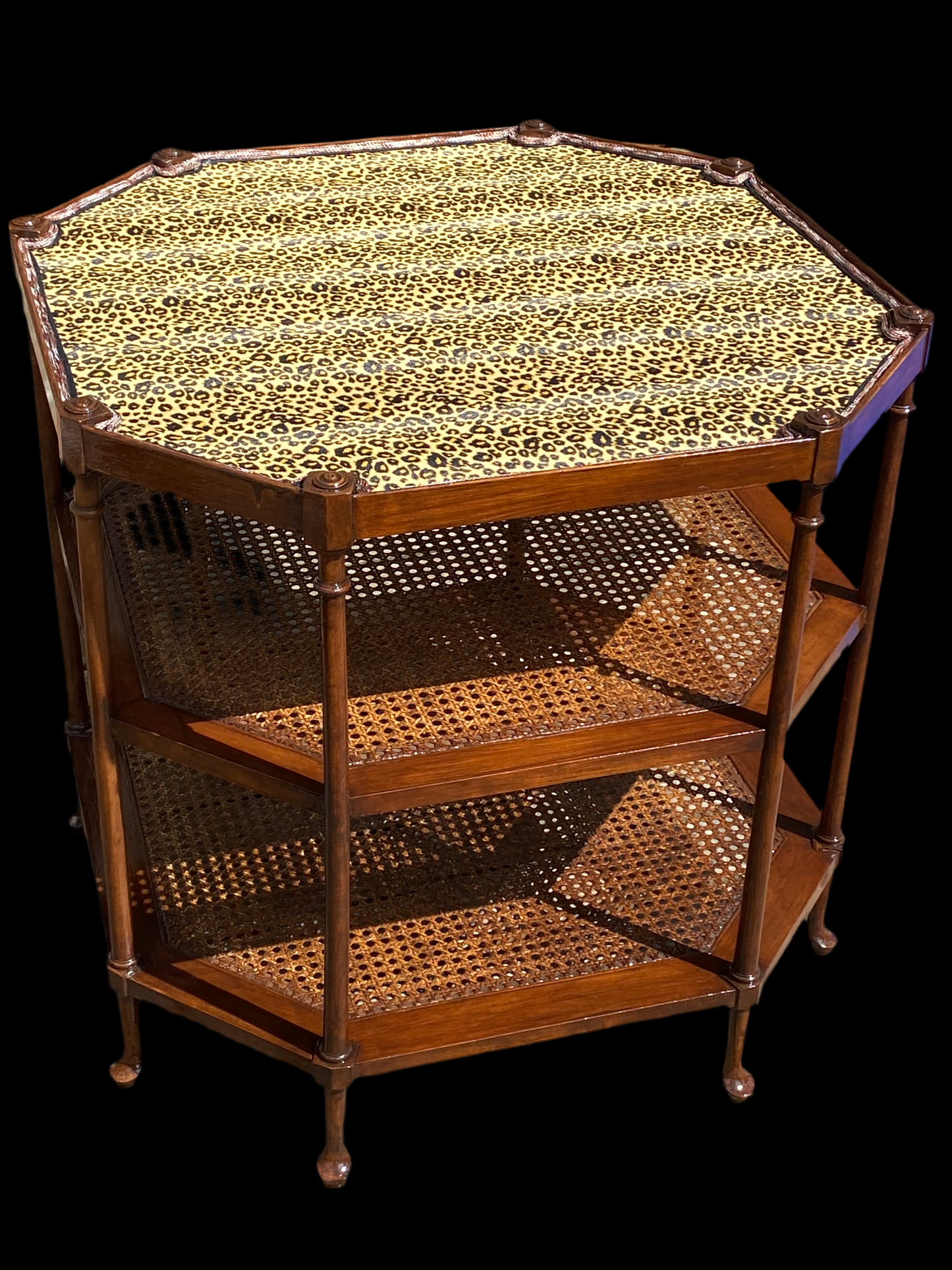 Leopard and hardwood side table