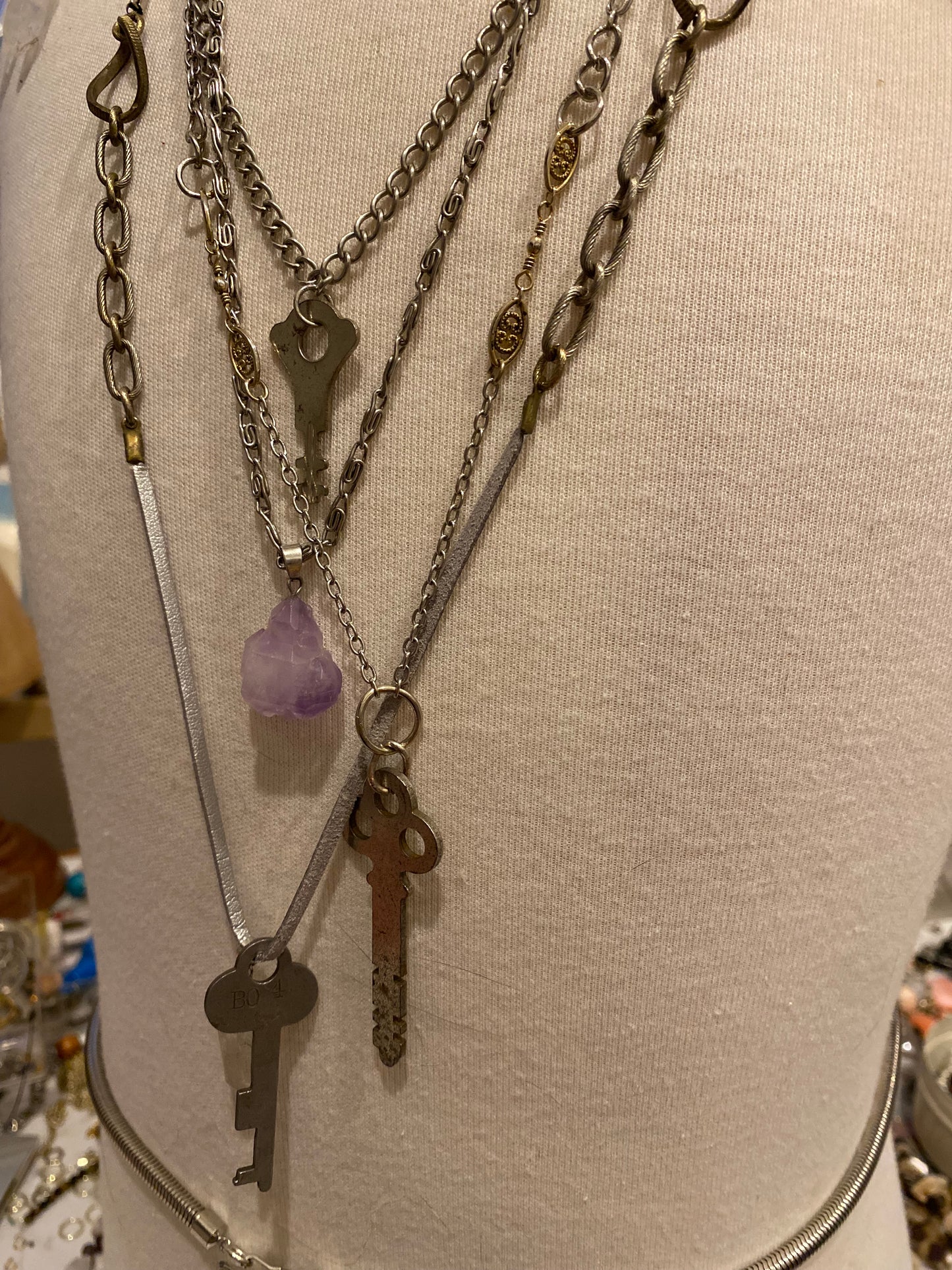 Vintage Skeleton Key and Chain Necklaces