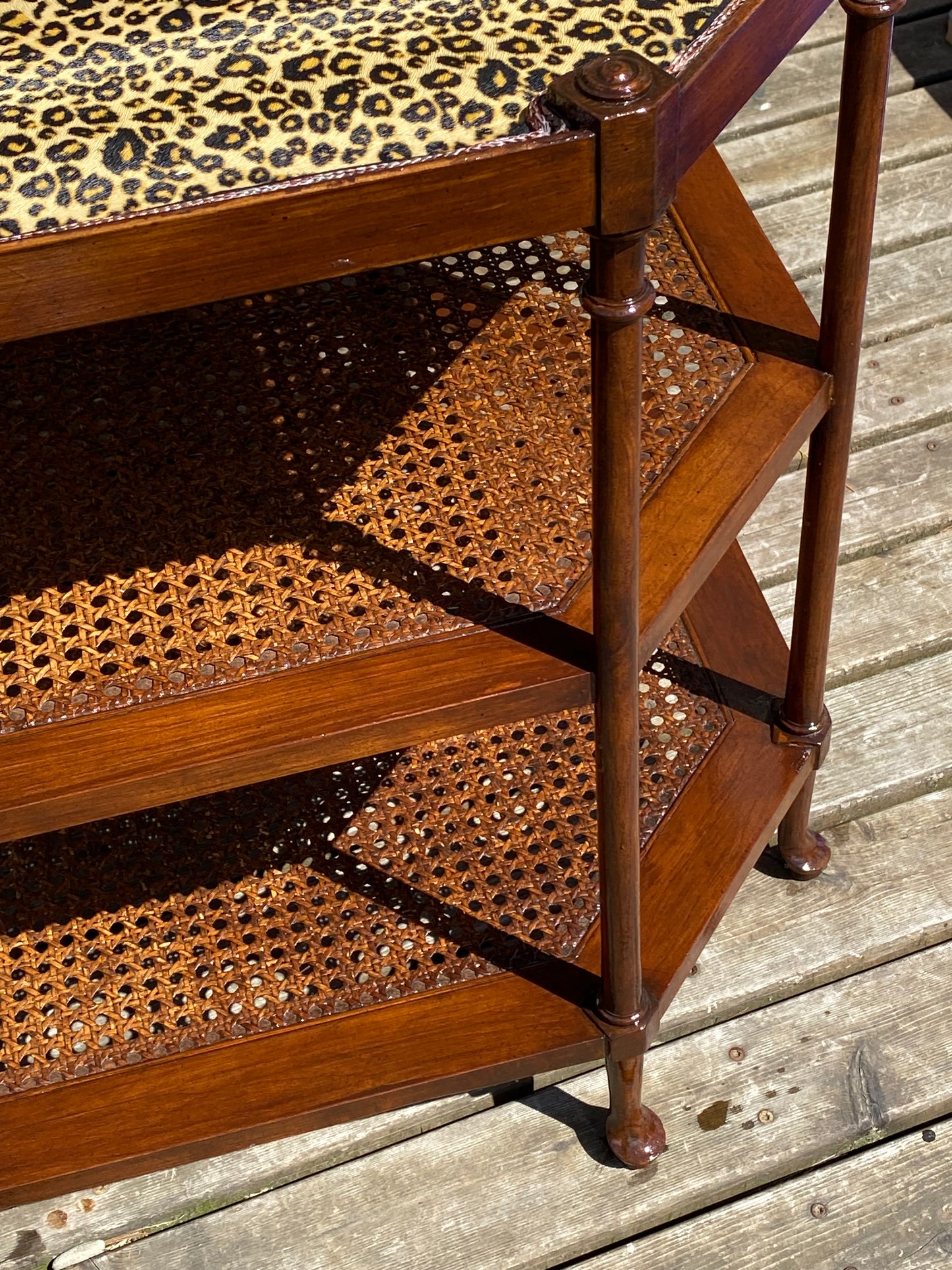 Leopard and hardwood side table