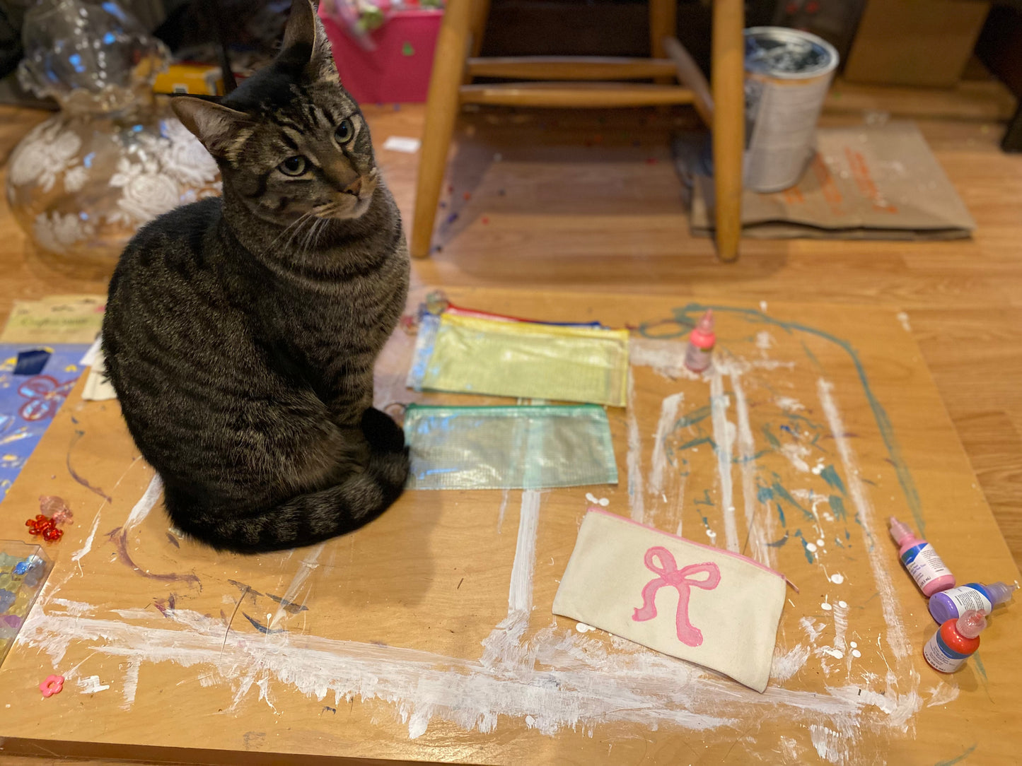 Hand stenciled zipper case