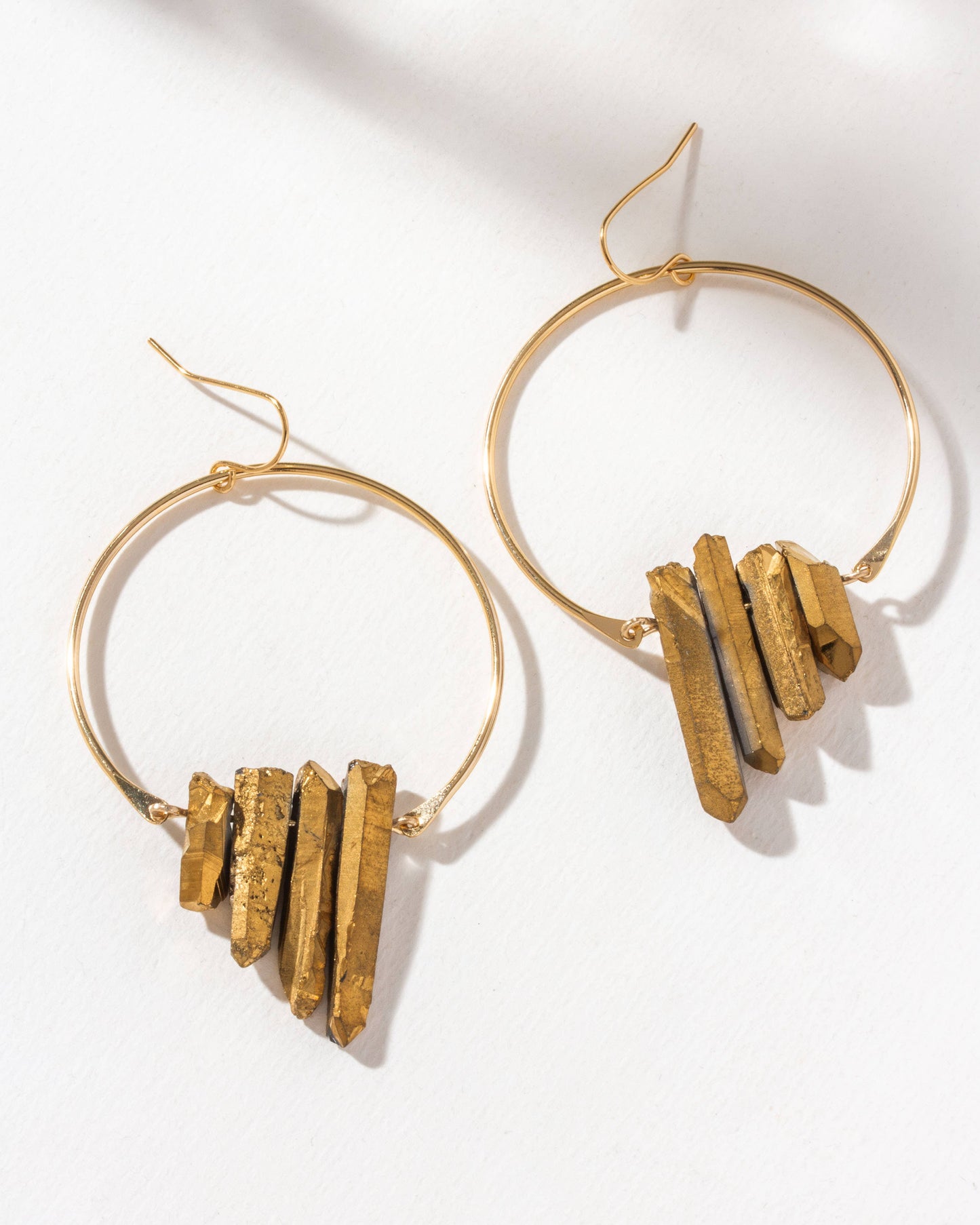Super Nova Earrings | Gold Quartz Statement Fish Hook