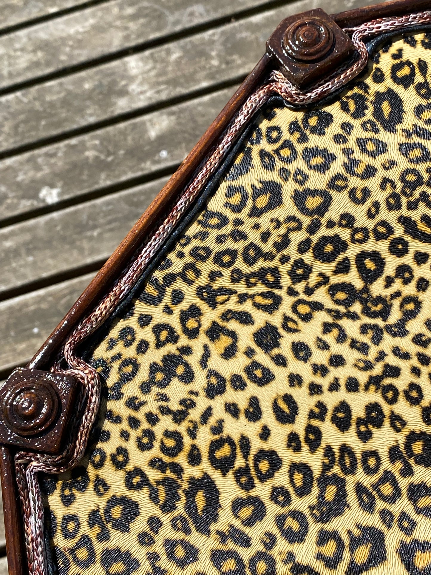 Leopard and hardwood side table