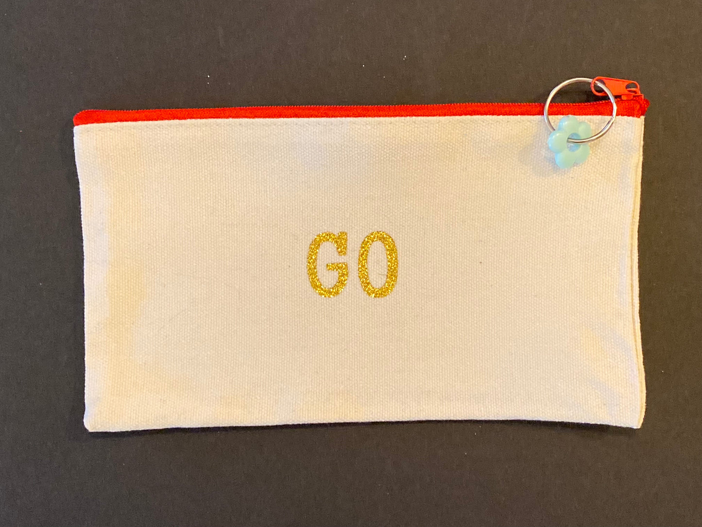 Hand stenciled zipper case