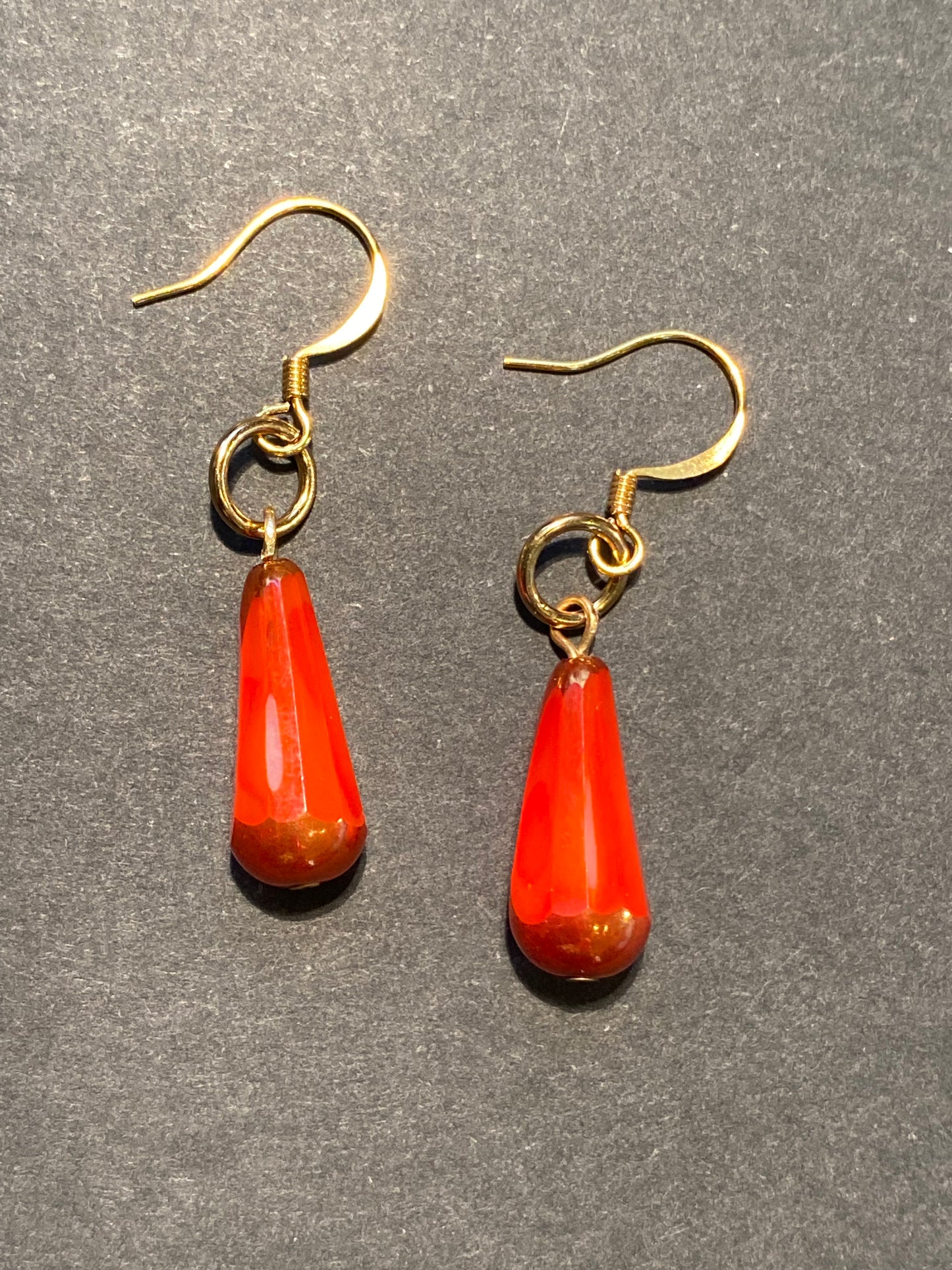 Orange Teardrop Earrings