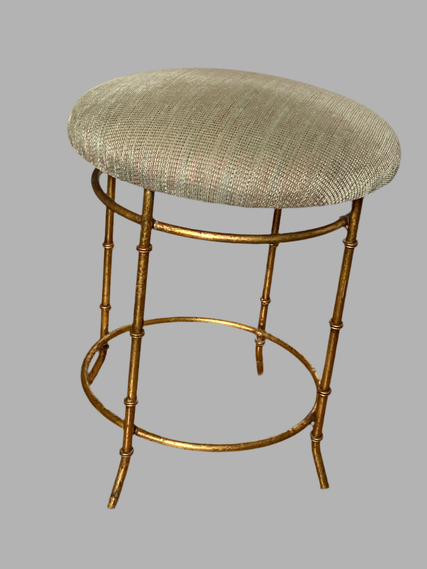 Vintage brass bamboo vanity stool