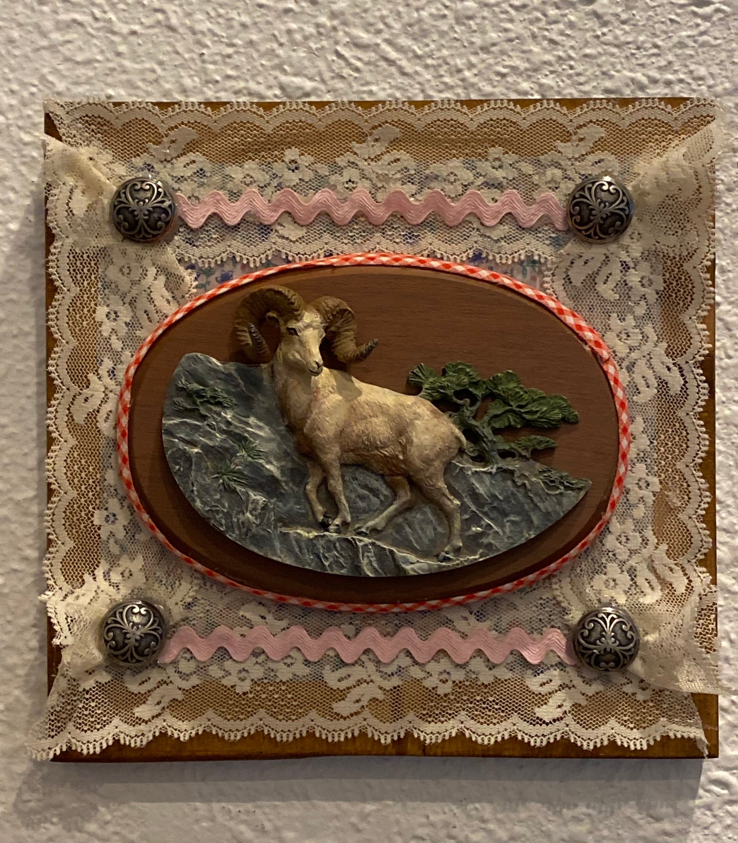 Vintage upcycled Avon Ram wall plaque