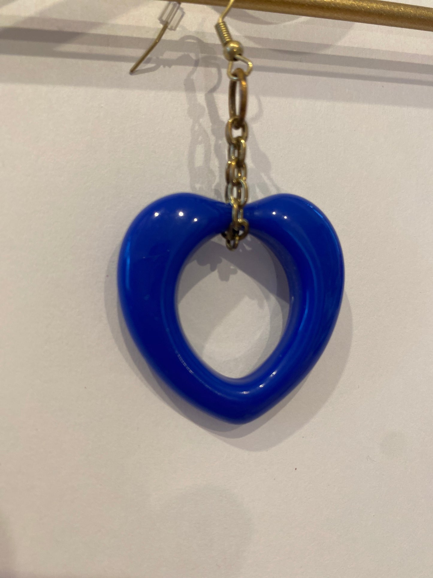 Blue retro inspired heart earrings