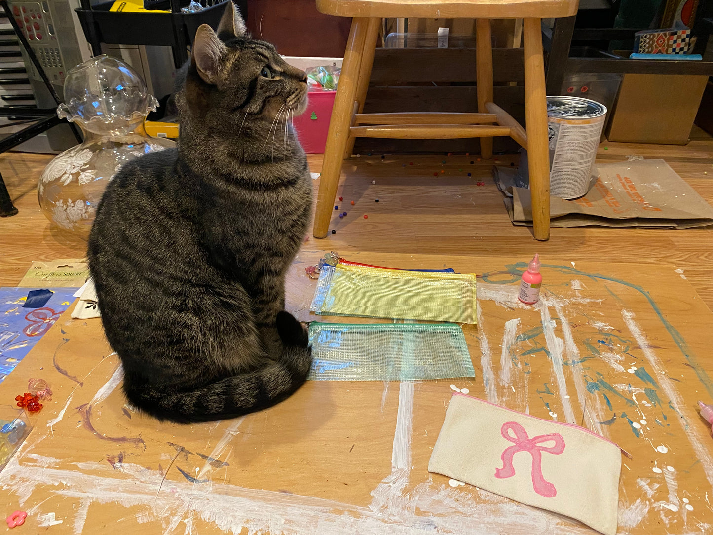 Hand stenciled zipper case