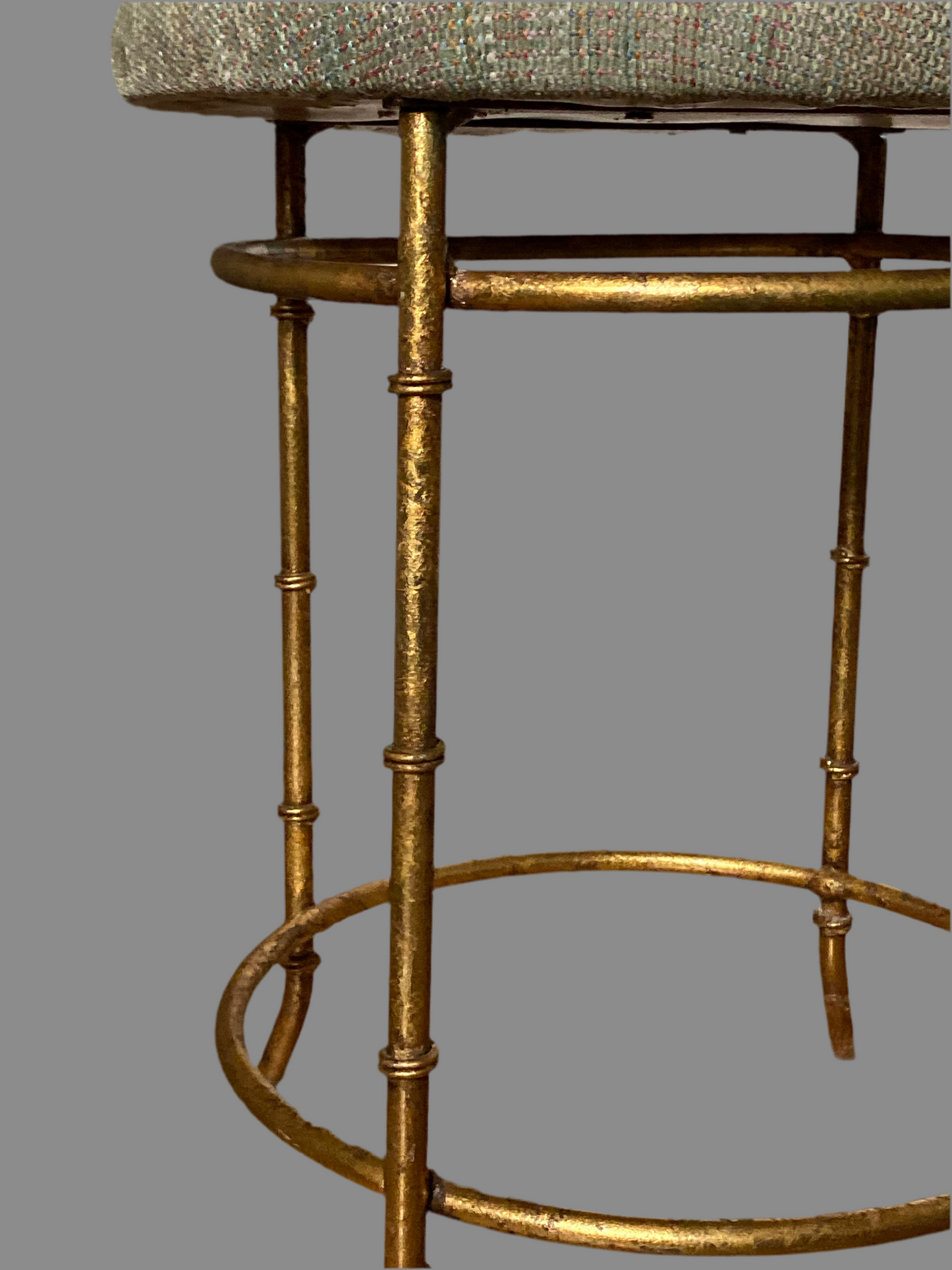 Vintage brass bamboo vanity stool