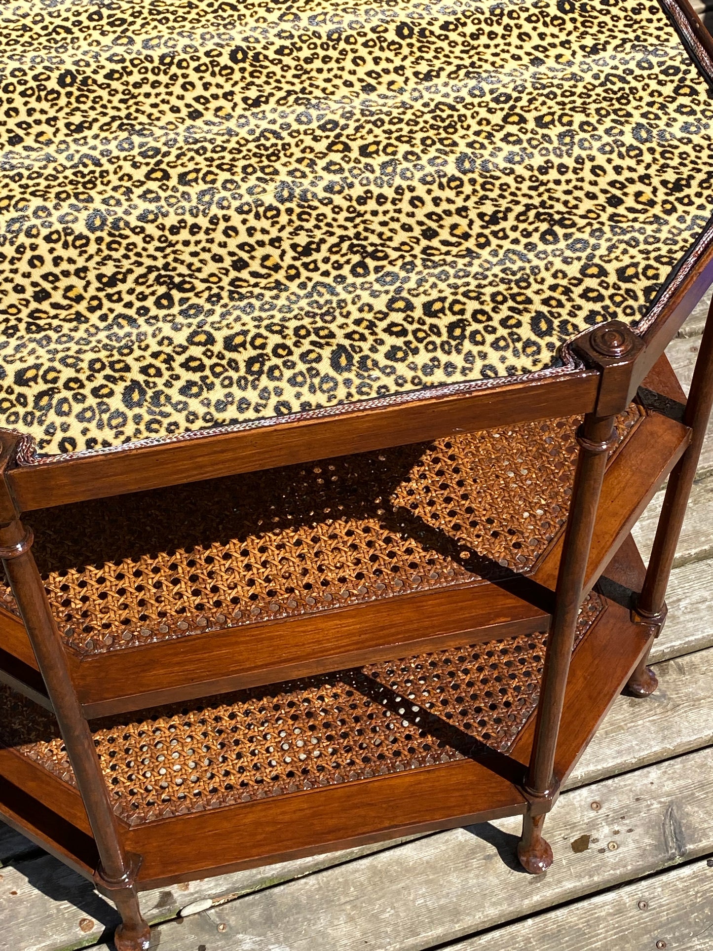 Leopard and hardwood side table