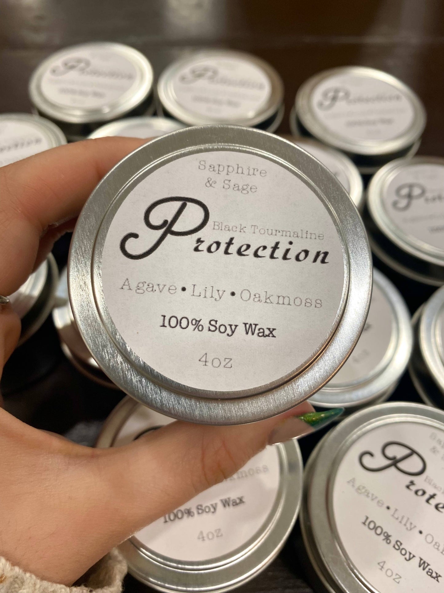 Black Tourmaline Protection Candle - Tin Container