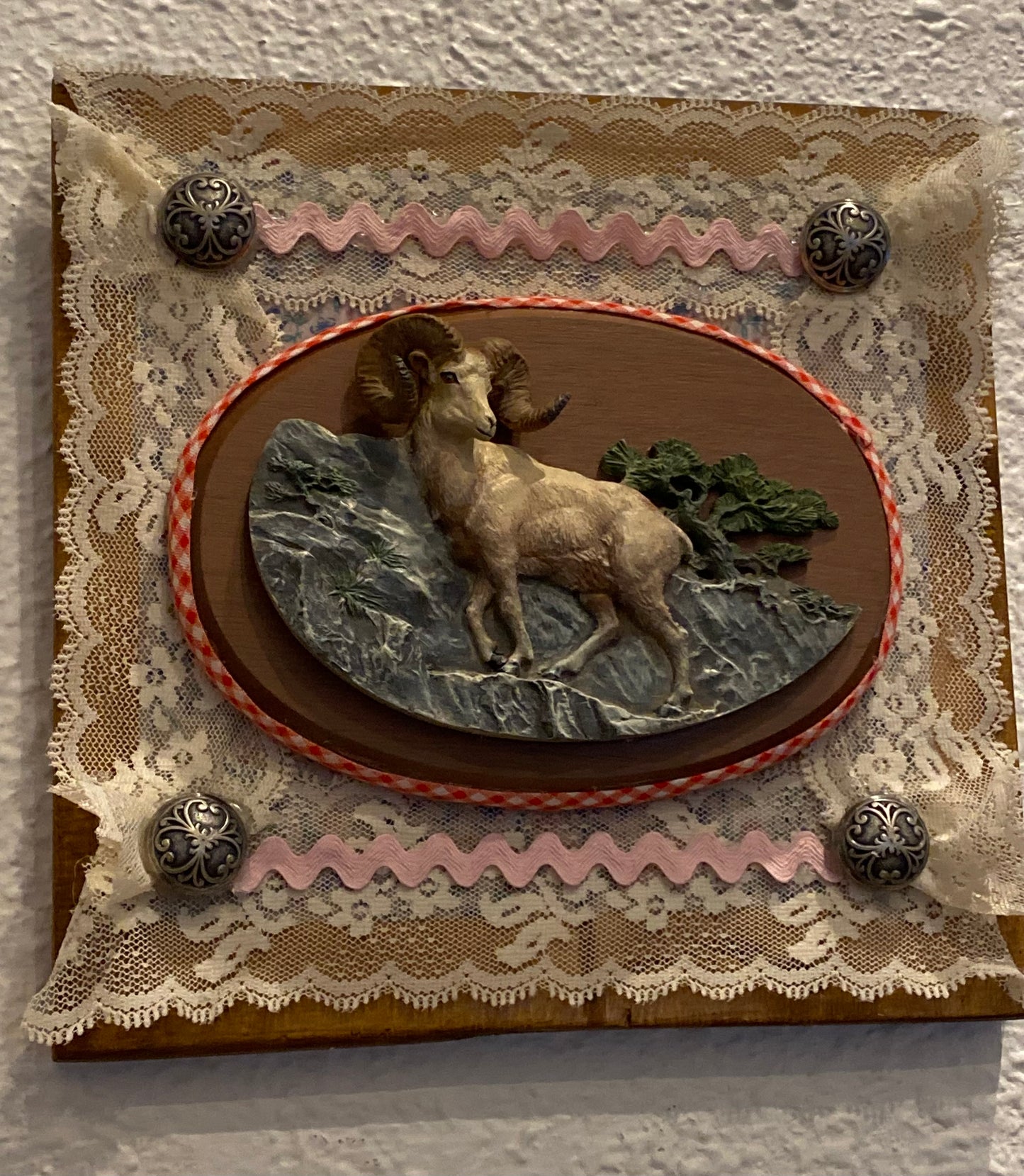 Vintage upcycled Avon Ram wall plaque