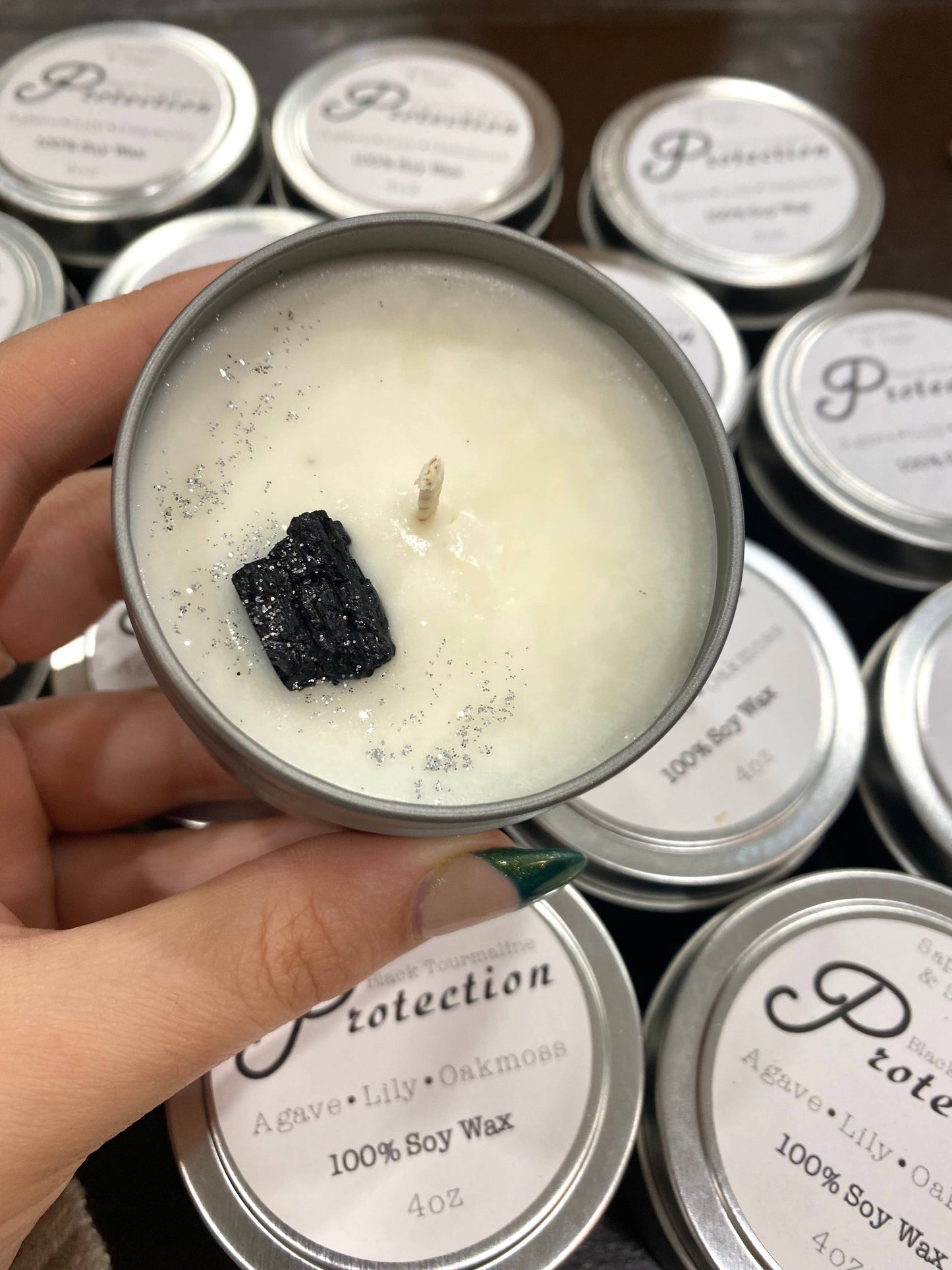 Black Tourmaline Protection Candle - Tin Container