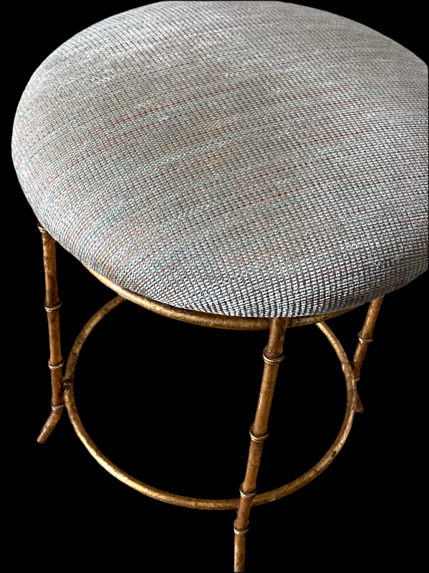 Vintage brass bamboo vanity stool
