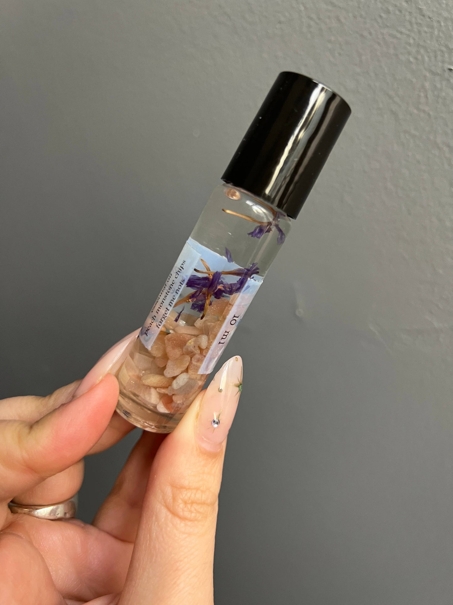 Peach Moonstone Crystal Perfume Roller