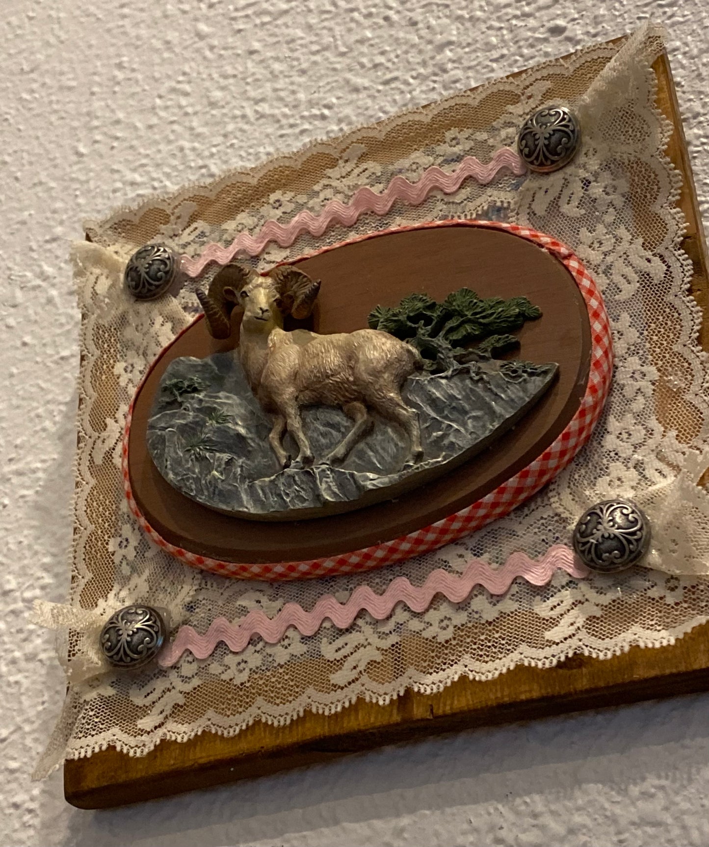 Vintage upcycled Avon Ram wall plaque