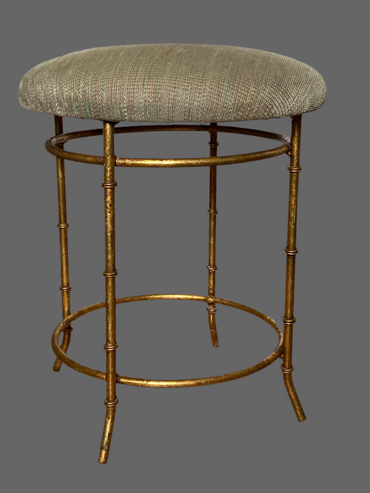 Vintage brass bamboo vanity stool
