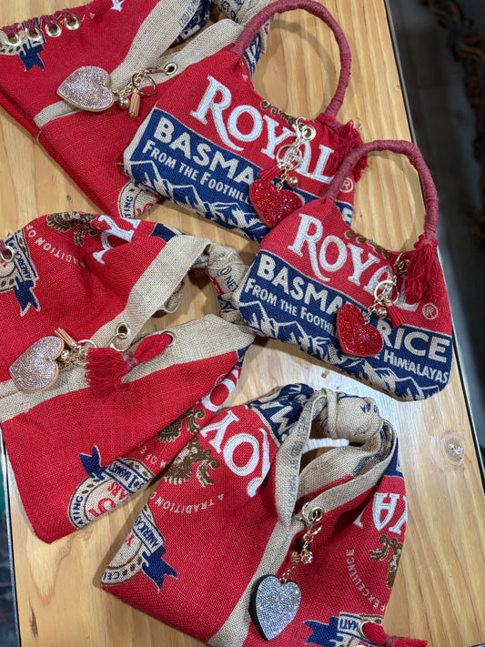 Upcycled Rice Bag- Purses