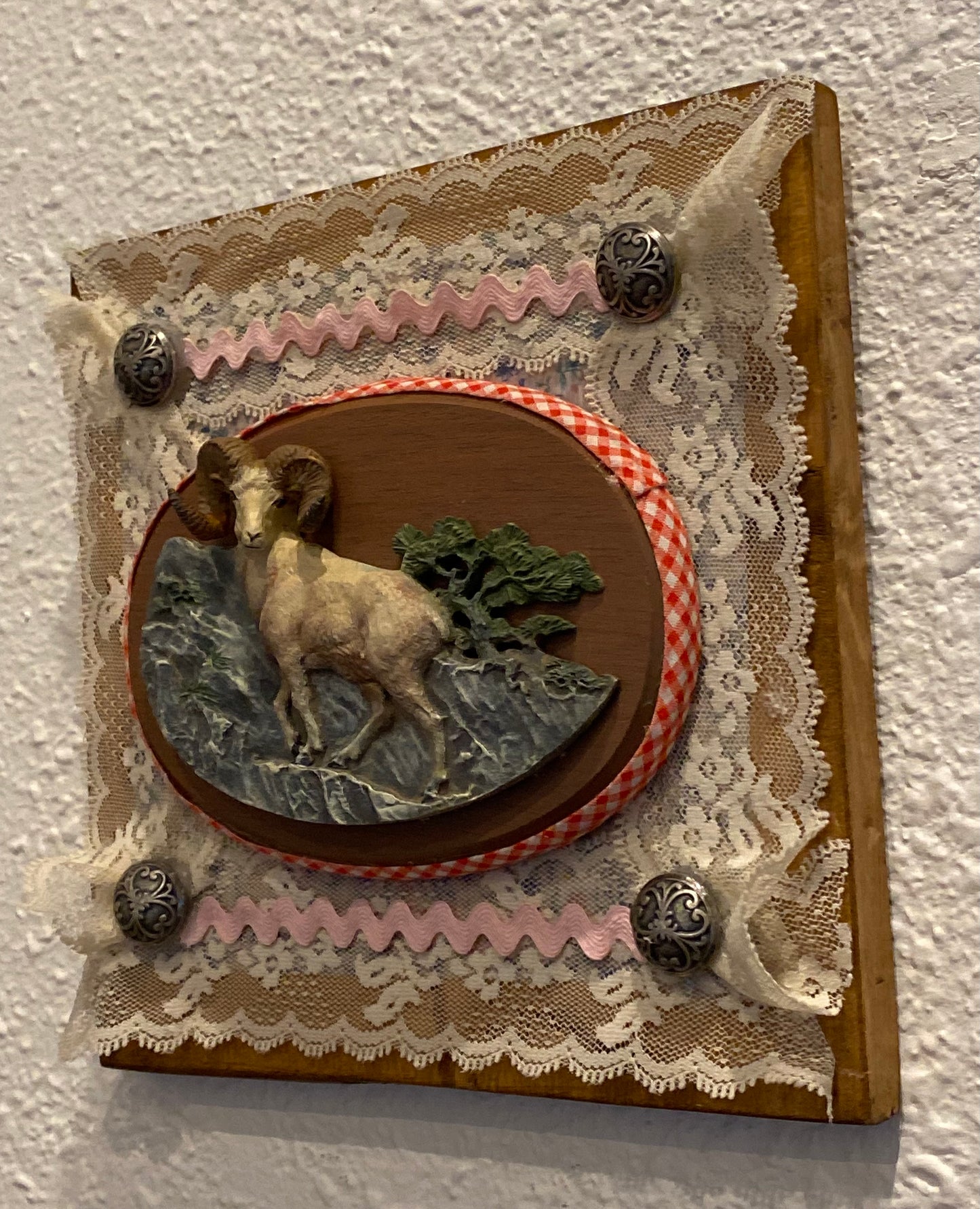 Vintage upcycled Avon Ram wall plaque