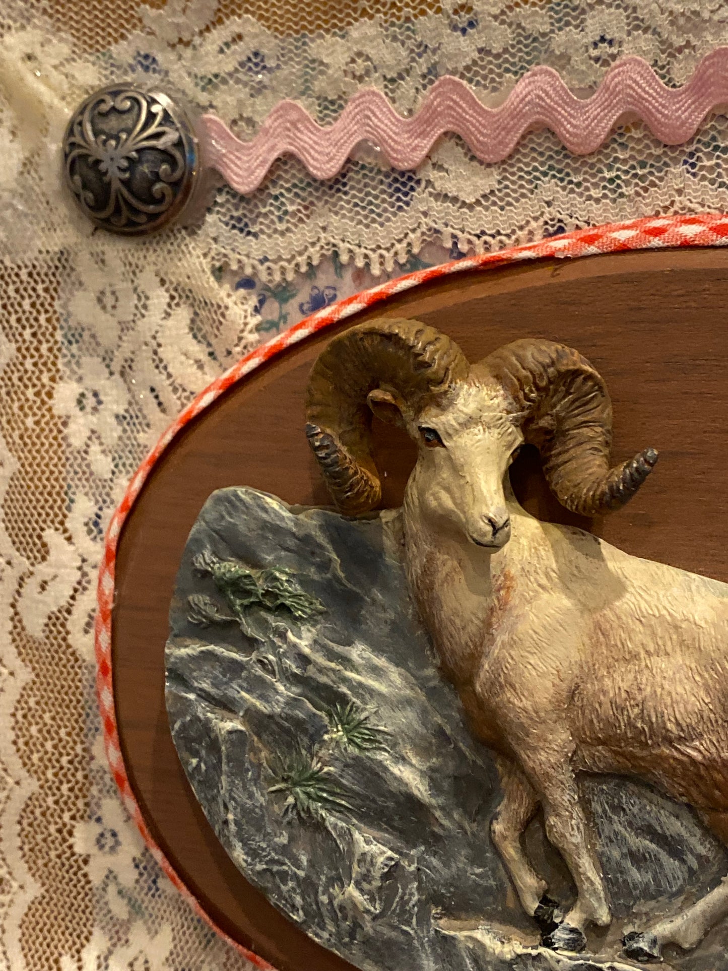 Vintage upcycled Avon Ram wall plaque