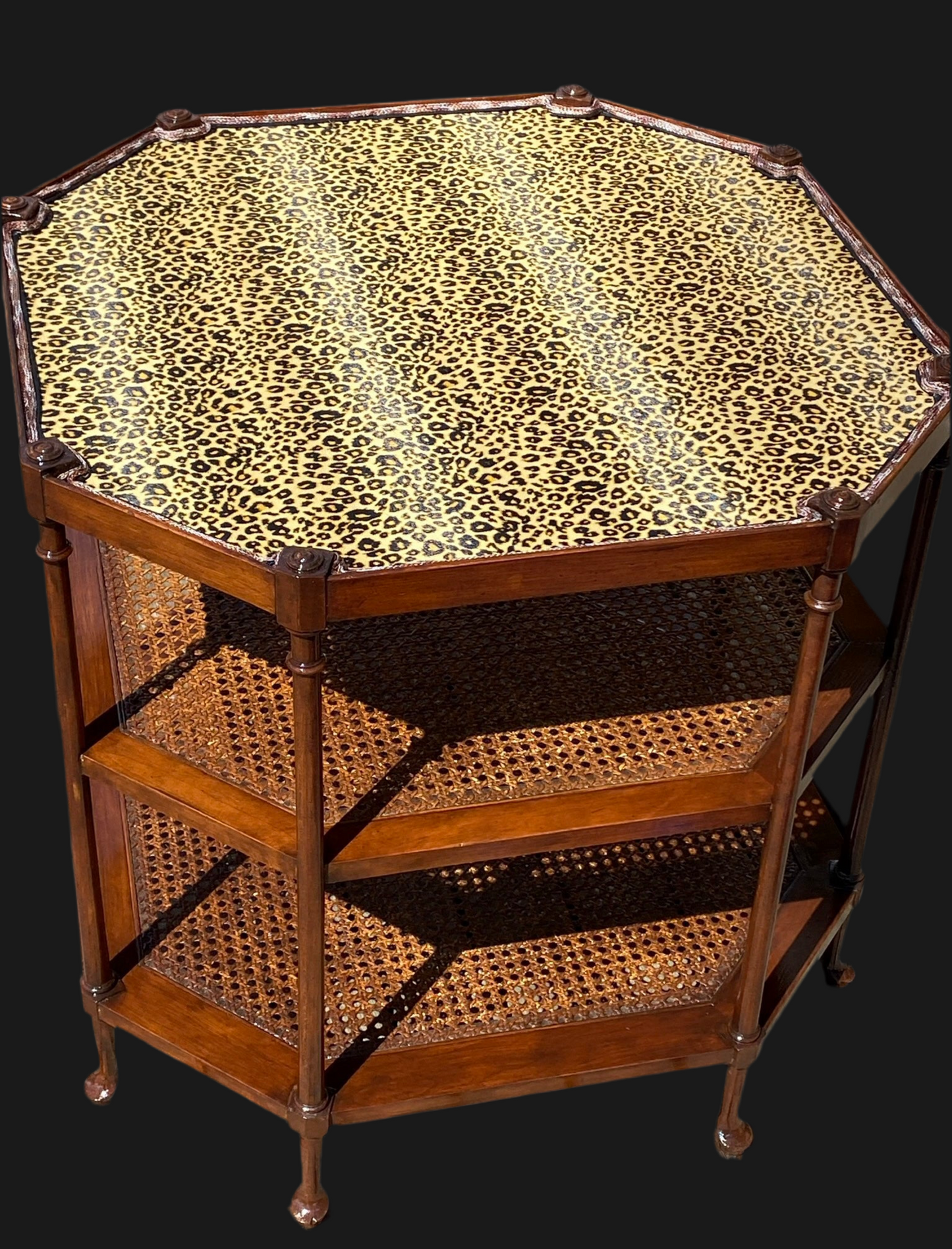 Leopard and hardwood side table