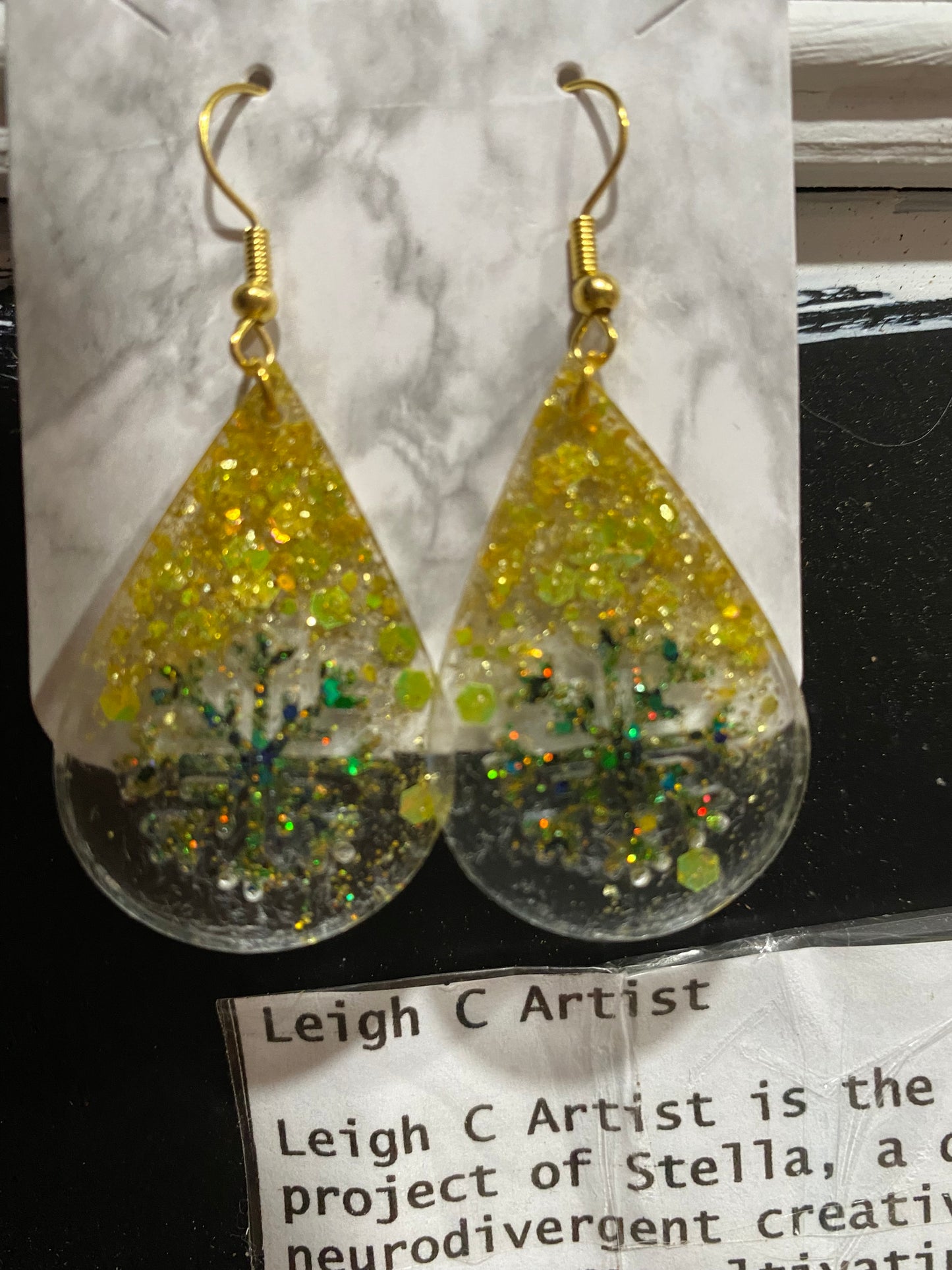 Resin earrings by Leigh.c.artist