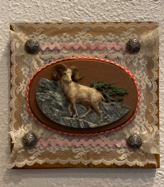 Vintage upcycled Avon Ram wall plaque