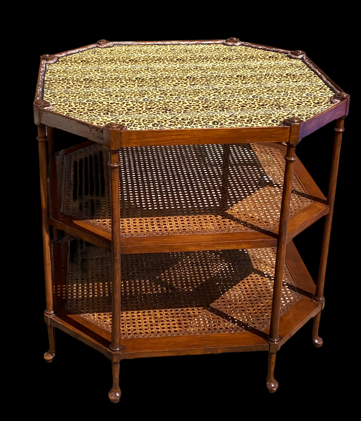 Leopard and hardwood side table
