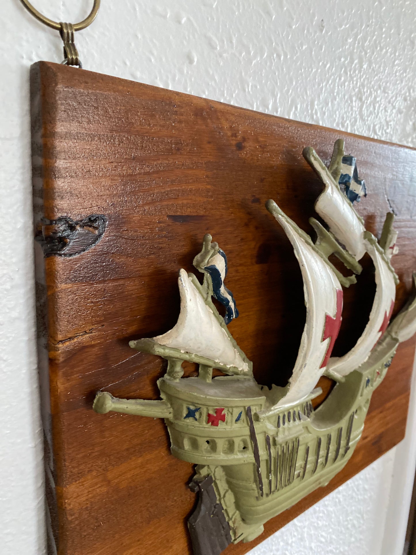 Vintage cast iron ship wall plaque