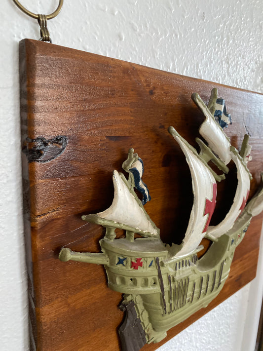 Vintage cast iron ship wall plaque