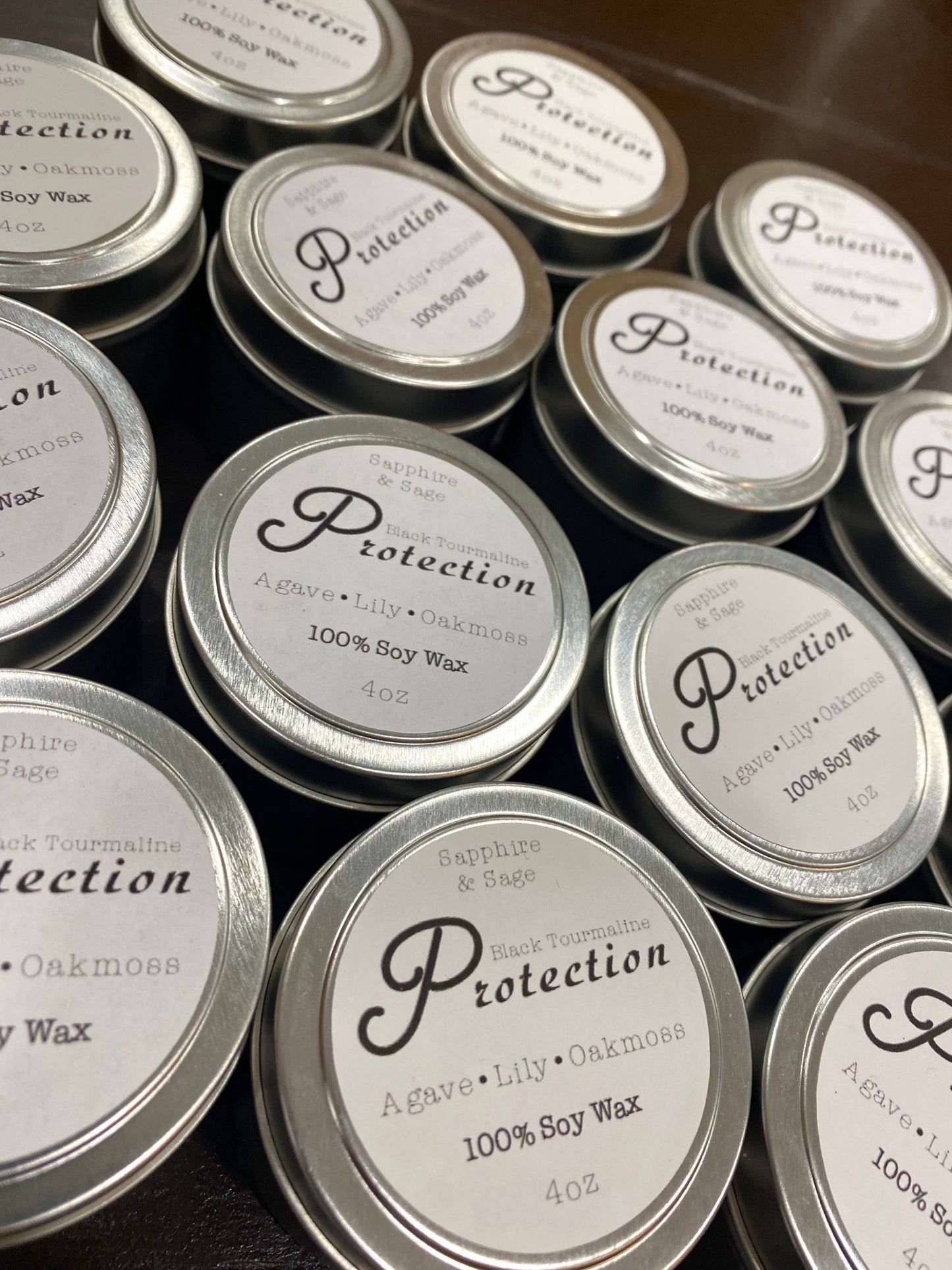 Black Tourmaline Protection Candle - Tin Container