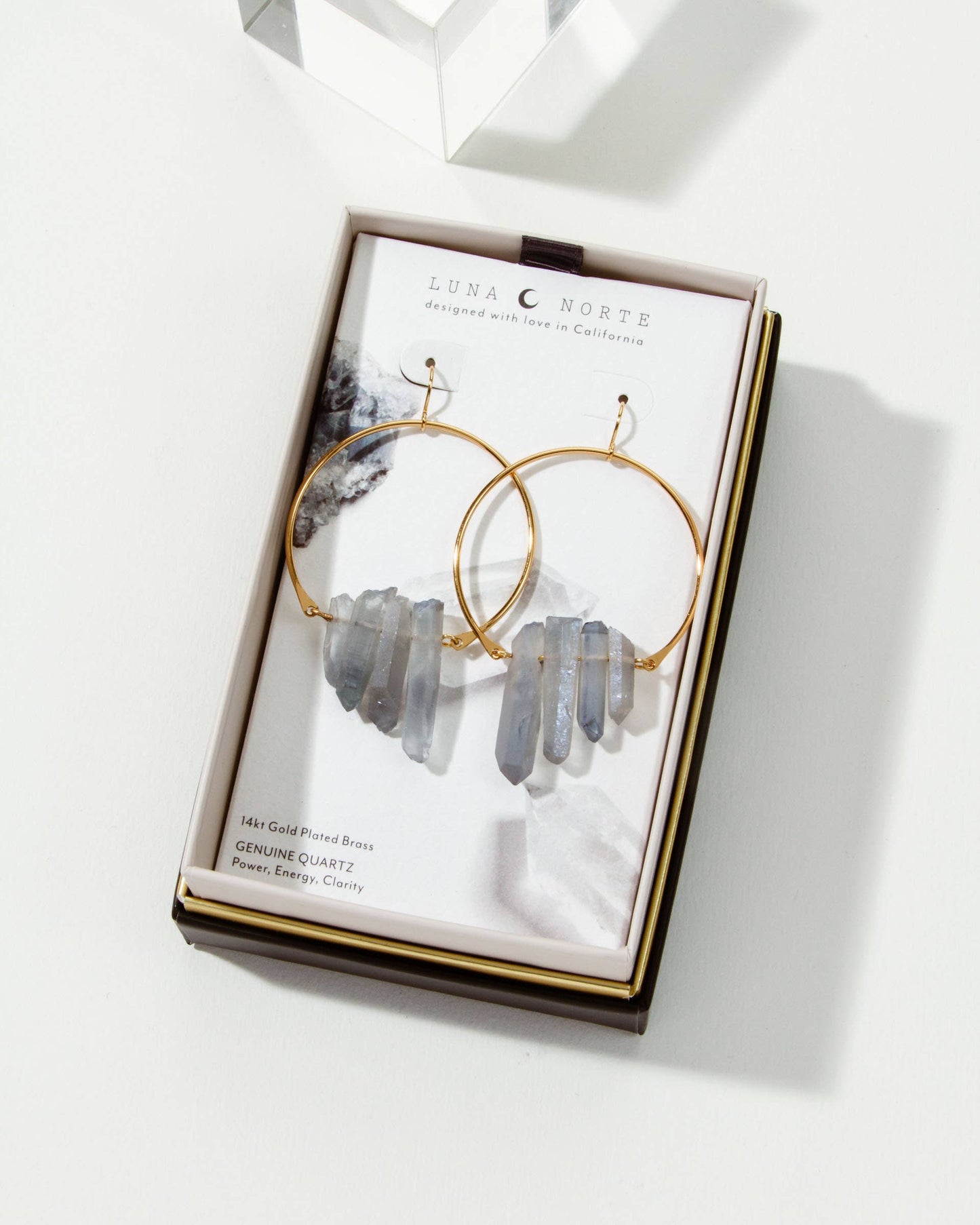 Super Nova Earrings | Ice Blue Quartz Statement Fish Hook