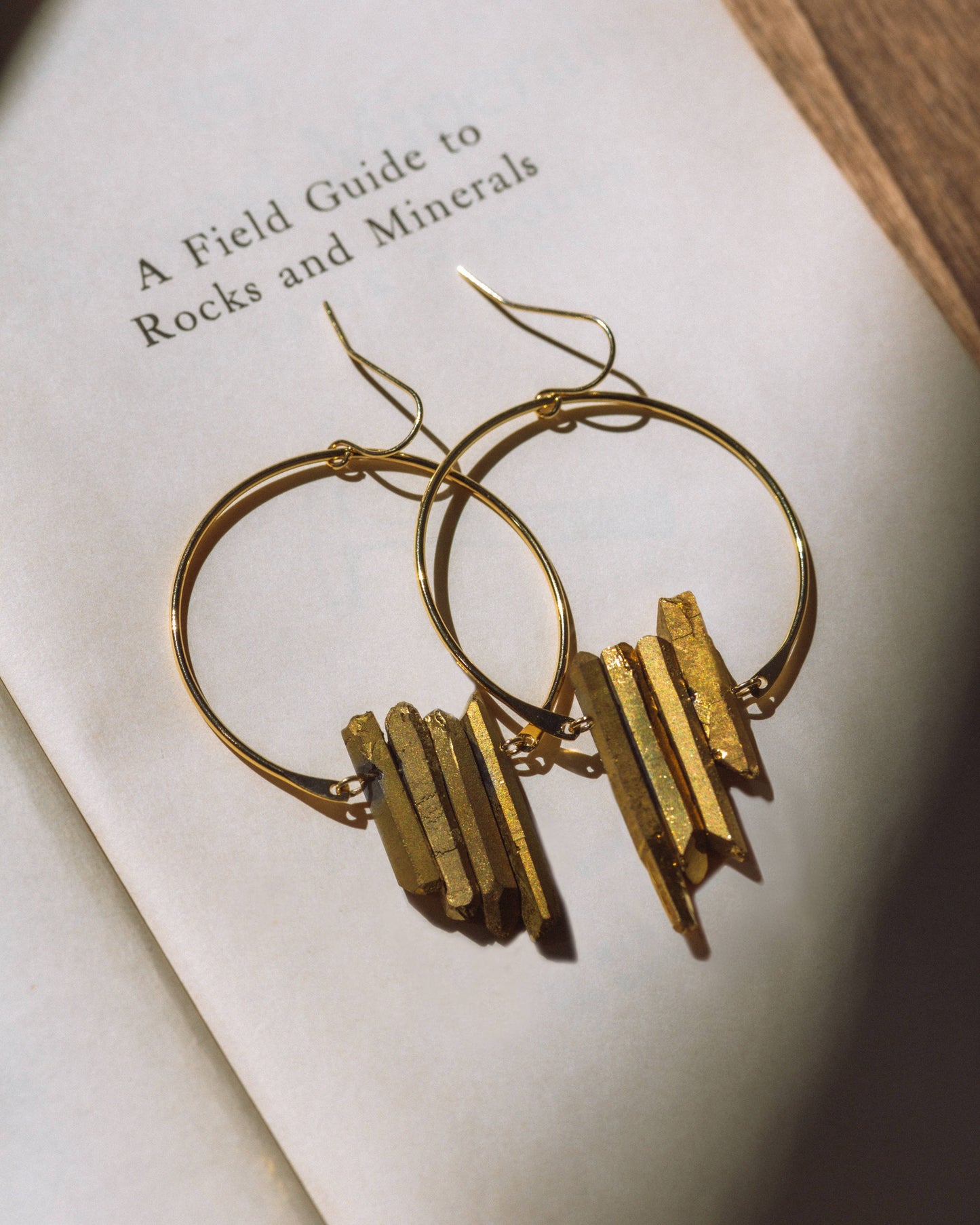 Super Nova Earrings | Gold Quartz Statement Fish Hook
