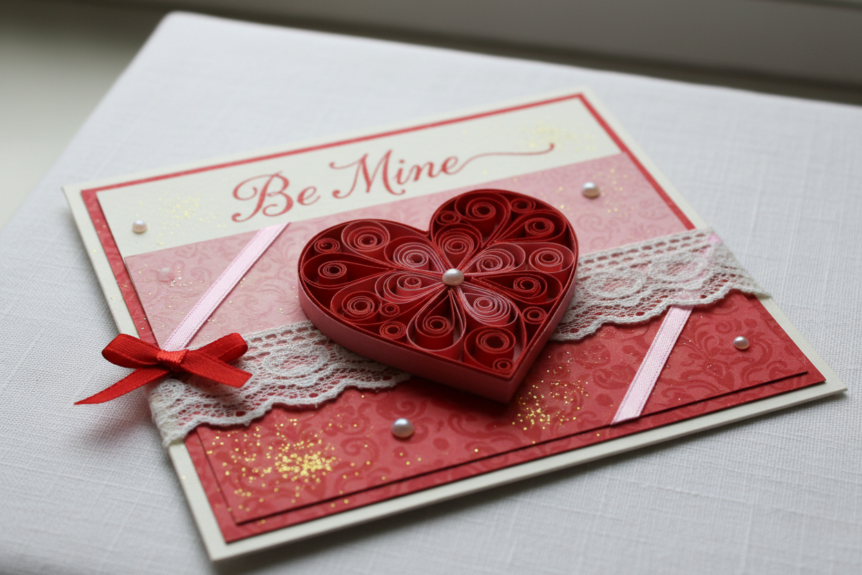 image of a handmade valentines card